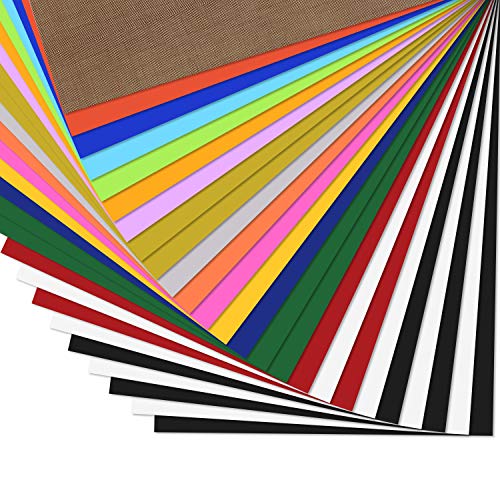 Zwanzer Plotterfolie Textil -25 Pack Heat Transfer Vinyl 30.5cm*25.4cm, flexfolie plotter textil Kompatibel mit Cricut Expression & Silhouette Cameo, BONUS Teflon für Heiße Presse auf T-Shirts von Zwanzer