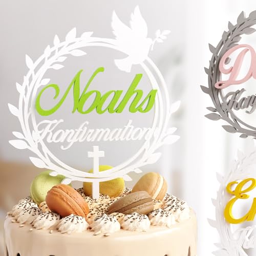 Personalisierbarer Cake Topper zur Konfirmation | Individuelle Torten-Deko mit Namen | Hochwertige Verzierung in vielen Farben | Perfekt für die Konfirmationsfeier & als stilvolle Erinnerung von Zwayve