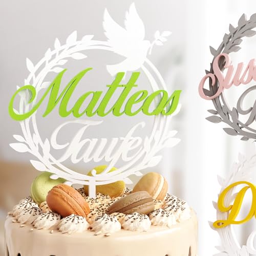 Personalisierbarer Cake Topper zur Taufe | Individuelle Taufdekoration mit Namen | Hochwertige Tortenverzierung in vielen Farben | Stilvolle & langlebige Erinnerung für besondere Anlässe von Zwayve