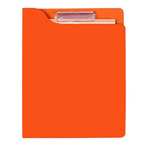 Klemmbrett Schreibplatte Premium PU Leder Business Combination Padfolio mit Zwischenablage A4 Schreibtafel (Schwarz) Klemmbrett mit Papier Clip (Color : Orange) von Zxb-shop