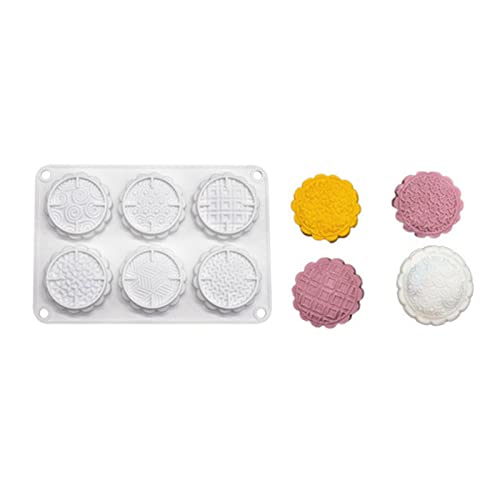 3D-Silikonform für sechs Mondkuchen, Silikon-Seifenform, Kuchenform, Käseform, Schokoladenform, Seifenwerkzeug, 3 Stile von Zxfdsfdbnm