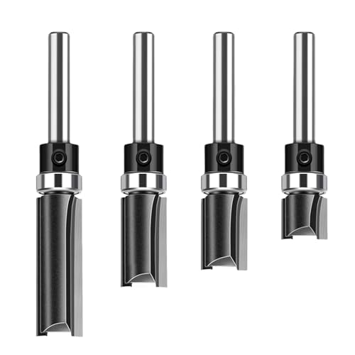 4pcs 1/4 Zoll Schaftlager Gerade Router Bit Kopie Trimmschneider Trimmmaschine Mahlen Cutter Holzbearbeitungswerkzeug von Zxfdsfdbnm