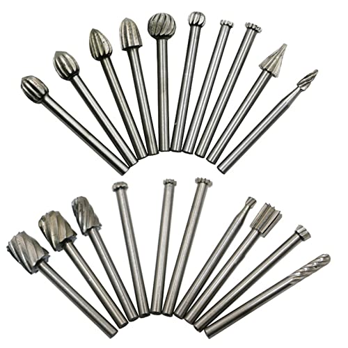 Hochgeschwindigkeitsstahl-Frässtift-Set, 3-mm-Schaft, Entgraten, Polierwerkzeuge, Bits für Zubehör, 39 mm, 20 Stück von Zxfdsfdbnm