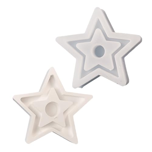 Stern-Kerzenständer-Silikonformen, fünfzackiger Sternhalter, Basis, Harze, Gießform für Halter von Zxfdsfdbnm