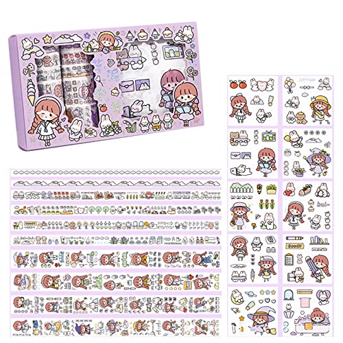 Zxfdsfdbnm 20 Stück ästhetische Abdeckbänder, Cartoon-Aufkleber, Scrapbooking-Materialien zum Personalisieren von Planer, Tagebuch, Laptop von Zxfdsfdbnm