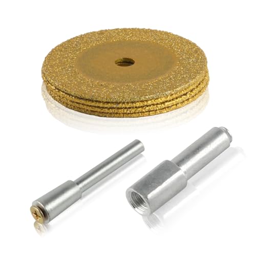 4 Stück Diamantscheibe 40mm, Diamant Trennscheiben für Schneiden Fliese Granit Feinsteinzeug Metall Glas Marmor Keramik Porzellan Edelsteine, für Rad Rotary Tool Trennscheibe, mit 2 Stück Dorn von Zxglxinyao