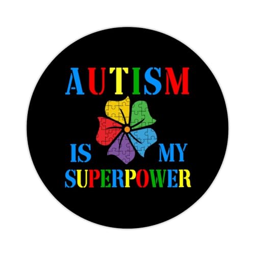 Zyadsinoudor 50 Stück Autism is My Superpower Vinyl-Aufkleber für Autismus Bewusstsein Aufkleber Autismus Pride Abziehen und Aufkleben, runde Etiketten für Wasserflaschen, Laptop, Handy, Teenager, von Zyadsinoudor