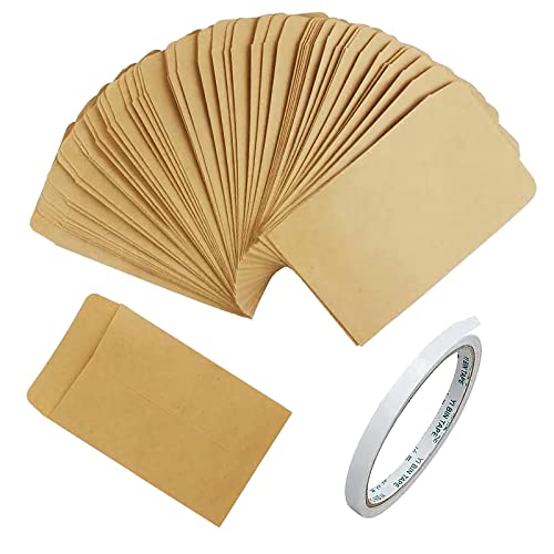 Zydiwo 100 Stück Mini Papiertüten Geschenktüten mit Doppelseitenband Kleine Kraftpapier Tüten Kraft Umschlag Mini Braune Papiersackerl für Schmuck Süßigkeiten Samen Geschenke (9 * 16cm) von Zydiwo