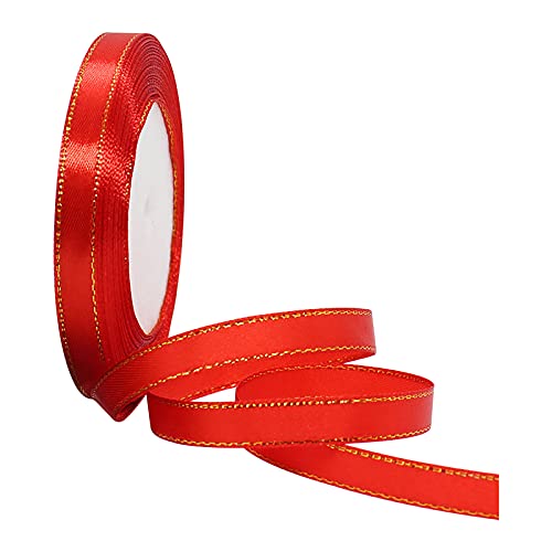 Doppelter Geburtstagsstoff Band 10 mm für Hochzeit Geschenkband Weihnachten Satin Geschenk 22 Meter Phnom Penh perforierte Datei Taschen (rot, Einheitsgröße) von Zylione