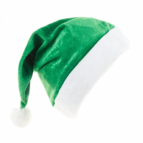Zylione Weihnachtsmütze aus grünem goldenem Samt, kurz, Plüsch, Weihnachtsmannmütze, Party-Requisite, tropische Party-Dekorationen (Grün, Einheitsgröße) von Zylione