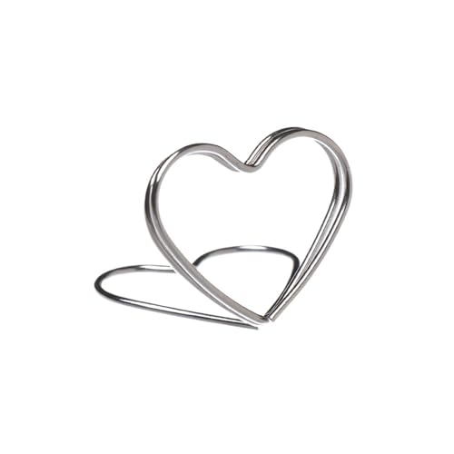 Zymjzbetic Fotohalter 1 STÜCK Verschiedene Formen Tischkartenhalter Metallic Tischnummernständer Papierklemme Romantische Fotoklammer Desktop-Dekoration(Heart 2- Silver) von Zymjzbetic