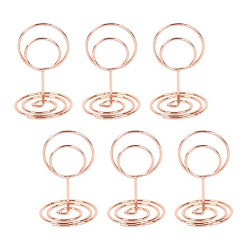 Zymjzbetic Fotohalter 10 Stück herzförmige Metall-Kartenhalter, Ständer, Fotonummer, Namensclip, Hochzeitsdekoration, Tischhalter, Tischkarten-Memo-Nachrichten-Clips(Rose Gold-Round) von Zymjzbetic