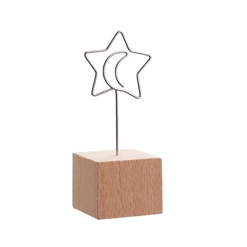 Zymjzbetic Fotohalter 12 Arten kreativer runder/quadratischer Holz-Eisen-Fotoclip, Memo-Namenskarten-Anhänger, Einrichtungs-Bilderrahmen, Notizrahmen, Tischhalter(Square Star) von Zymjzbetic