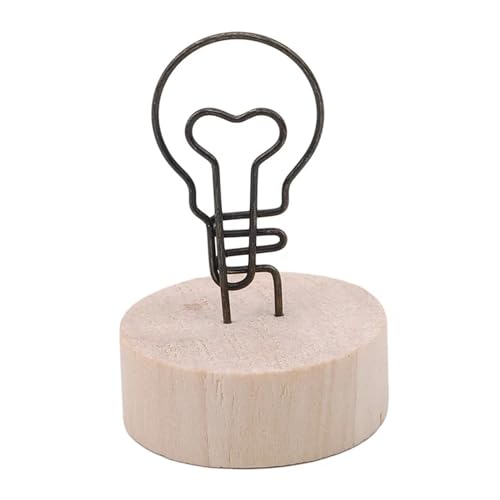 Zymjzbetic Fotohalter 4CM Kreative Runde Holz Eisen Foto Clip Memo Name Karte Anhänger Innenausstattung Bilderrahmen DIY Familie Foto Dekoration(Light Bulb) von Zymjzbetic