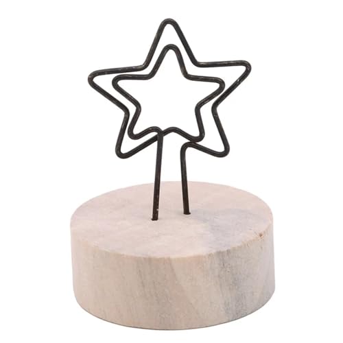 Zymjzbetic Fotohalter 4CM Kreative Runde Holz Eisen Foto Clip Memo Name Karte Anhänger Innenausstattung Bilderrahmen DIY Familie Foto Dekoration(Pentagram) von Zymjzbetic