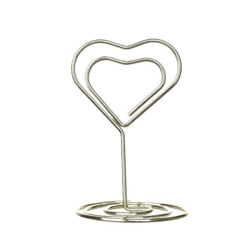 Zymjzbetic Fotohalter Hochzeit Party Desktop Dekoration Tischkartenhalter Romantisches Herz Diamant Foto Clip Tischnummer Ständer(Gold-Type1-1pc) von Zymjzbetic