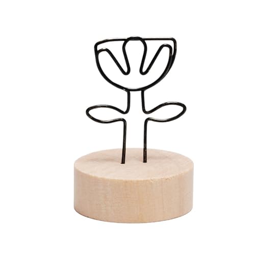 Zymjzbetic Fotohalter Runder Holz-Fotoclip, Memo-Namenskarten-Anhänger-Halter, Nachrichten-Unterstützer, Bilderrahmen, Tischnummer, Hochzeitsfoto-Halter(Flower Round) von Zymjzbetic