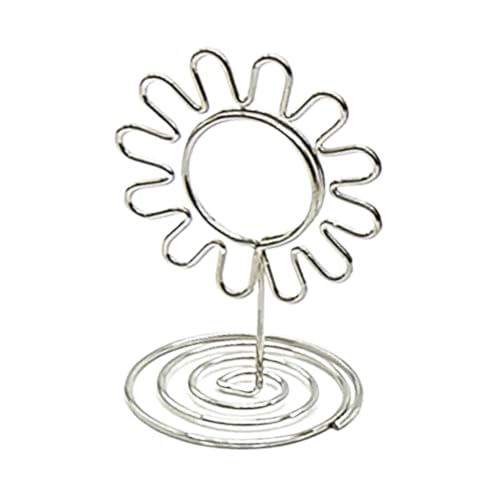 Zymjzbetic Fotohalter Verschiedene Formen Tischkartenhalter Metallic Tischnummernständer Papierklemme Romantische Fotoklammer Desktop-Dekoration Notizhalter(Silver-Sunflower) von Zymjzbetic