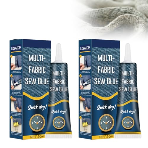 Fabric Sew Glue Textilkleber Stoffkleber Spezialkleber Waschmaschinenfest Textil Permanenter Transparenter Waschbarer Textilkleber für verschiedenste Textilien und Stoffe, 50ml*2 Stück von Zynewa