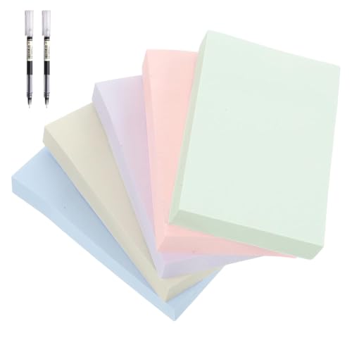 Zynewa 500 Stück Haftnotizen Und 2 Stifte, 5 Blöcke Klebezettel bunt 76x50mm, Morandi Farben Sticky Notes, Notizzettel Bunt Selbstklebende Klebezettel, für Büro Zuhause Schule, 100 Blätter/Block von Zynewa