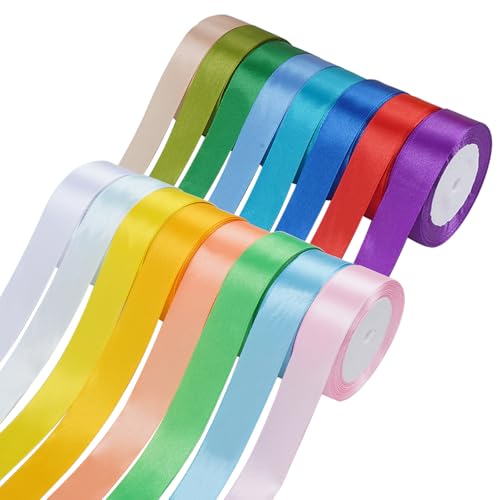 Zythrem 16 Farben Satinband Bänder, 25mm x 23m Farbe Satinband, Polyester Schleifenband, Dekoration Geschenkband für Heimwerkerkunst Handwerk, Schleifen, Hochzeitsdekoration von Zythrem