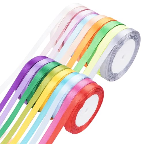 Zythrem 18 Farben Geschenkband, 10mm x 23m Schleifenband, Bunt Satinband Bänder, Dekoration Seidenbänder für Basteln DIY, Geschenk Verpacken, Hochzeit, Blumenstrauß von Zythrem