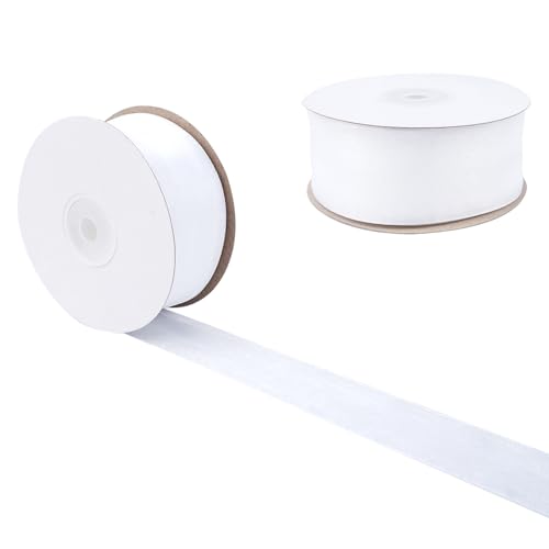 Zythrem 2pc Satinband Weiss Geschenkband 4cm*45m Seidenband Dekorationsband Schleifenband Weiss Geschenkschleifen für Taufe Geburtstag Deko Geschenkverpackung Hochzeit Geschenkverpackung Brautstrauß von Zythrem