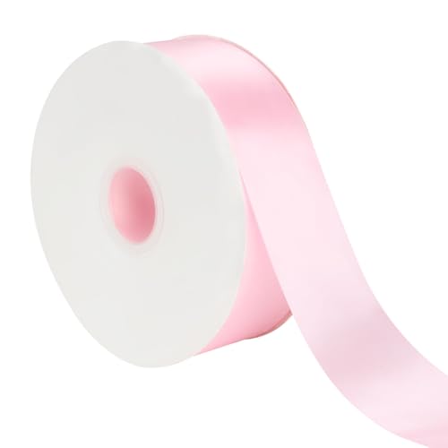 Zythrem Breites rosa Band zum Verpacken von Geschenken, 50 mm x 91 m, dickes rosa Satinband, doppelseitiges Polyesterband, Hochzeitsautoband, Stoffband für Hochzeit, Basteln, Kuchen, Haarschleife, von Zythrem