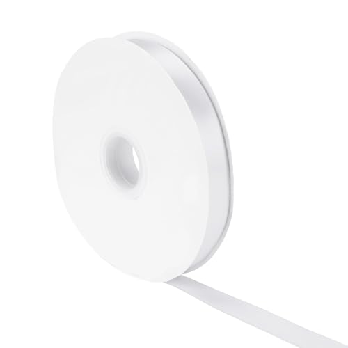 Zythrem Weißes Satinband, 20 mm, 91 m, weißes Band für Geschenkverpackungen, doppelseitiges Polyesterband, weißes Band, dicke Bänder zum Basteln, Hochzeit, Nähen, Haarschleifen, Blumensträuße, von Zythrem