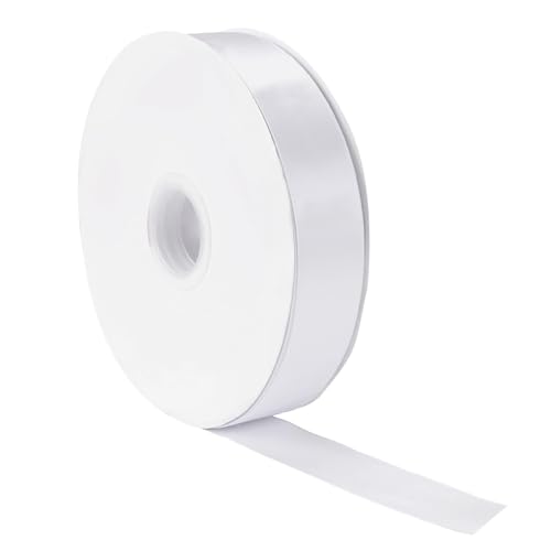 Zythrem Weißes Satinband, 30 mm breit, 91 m breit, weißes Band für Geschenkverpackungen, doppelseitiges Polyesterband, weißes Band, dicke Bänder zum Basteln, Hochzeit, Nähen, Haarschleifen, von Zythrem