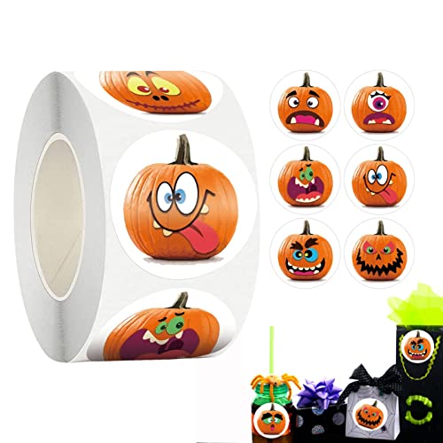 500 Stück Halloween-Kürbis-Aufkleber Halloween-Kürbis-Aufkleber Lehrer- oder Süßigkeitentüten-Belohnungsaufkleber Halloween-Kürbis-Rollen-Aufkleber 8 Designs Halloween-Kürbis-Gesichts-Aufkleber von a-r