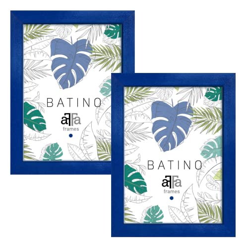 aFFa frames, Batino, 2er Set Bilderrahmen Holz, photo frame, holzrahmen mit Acrylglasfront, HDF-Hintergrund, bilderrahmen Marineblau, A3, 29,7x42 cm von aFFa frames