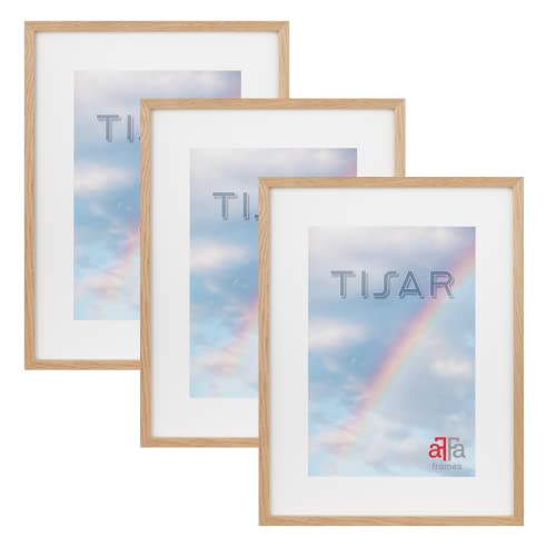 aFFa frames, Tisar Bilderrahmen-Set, 3 Bilderrahmen Holz, holzrahmen, photo frame, Rahmen aus Holz mit Acrylglas, Eiche, A3, 29,7x42 cm von aFFa frames