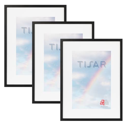 aFFa frames, Tisar Bilderrahmen-Set, 3 Bilderrahmen Holz, holzrahmen, photo frame, Rahmen aus Holz mit Acrylglas, Schwarz, A4, 21x29,7 cm von aFFa frames