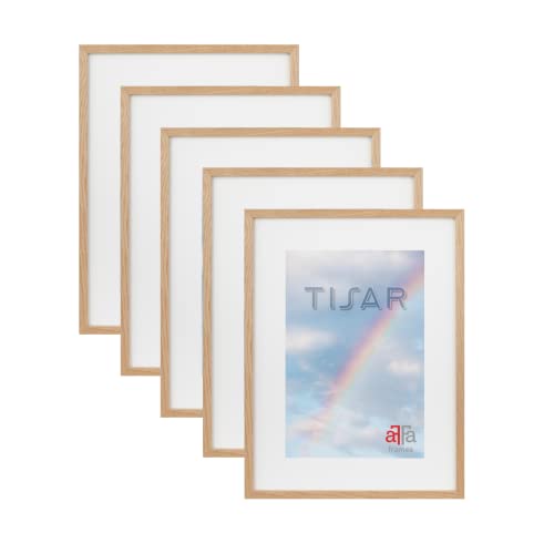 aFFa frames, Tisar Bilderrahmen-Set, 5 Bilderrahmen Holz, holzrahmen, photo frame, Rahmen aus Holz mit Acrylglas, Eiche, A4, 21x29,7 cm von aFFa frames