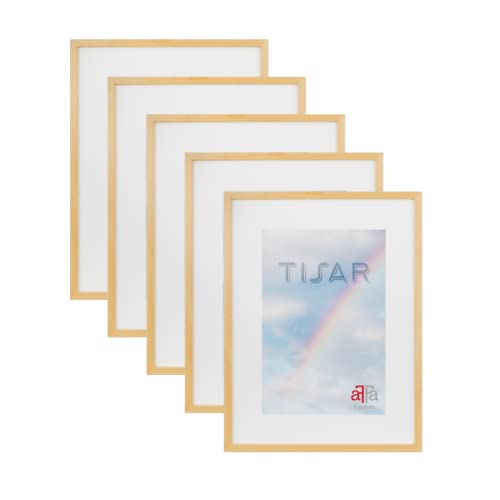 aFFa frames, Tisar Bilderrahmen-Set, 5 Bilderrahmen Holz, holzrahmen, photo frame, Rahmen aus Holz mit Acrylglas, Natur, A4, 21x29,7 cm von aFFa frames