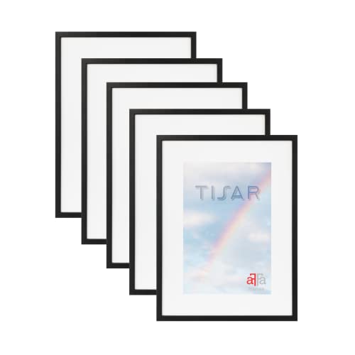 aFFa frames, Tisar Bilderrahmen-Set, 5 Bilderrahmen Holz, holzrahmen, photo frame, Rahmen aus Holz mit Acrylglas, Schwarz, A3, 29,7x42 cm von aFFa frames