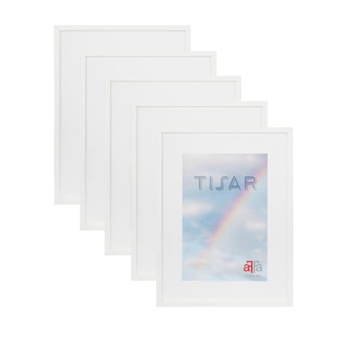 aFFa frames, Tisar Bilderrahmen-Set, 5 Bilderrahmen Holz, holzrahmen, photo frame, Rahmen aus Holz mit Acrylglas, Weiß, A3, 29,7x42 cm von aFFa frames