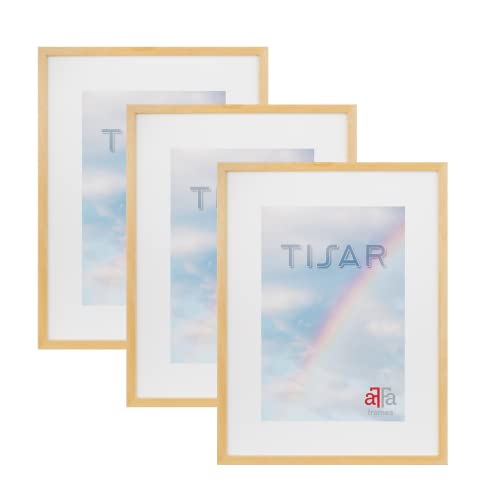 aFFa frames, Tisar Bilderrahmen-Set, 3 Bilderrahmen Holz, holzrahmen, photo frame, Rahmen aus Holz mit Acrylglas, Natur, A3, 29,7x42 cm von aFFa frames