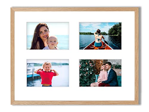 aFFa frames Tisar Bilderrahmen 30x40 cm, holzrahmen photo frame Bilderrahmen Holz, Fotogalerie mit Passepartout, für 4 Fotos 10x15 cm Eiche von aFFa frames