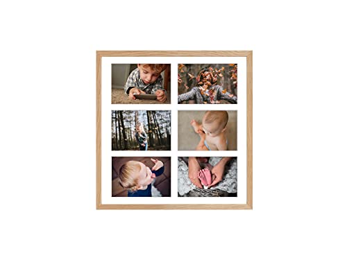 aFFa frames Tisar Bilderrahmen 40x40 cm, holzrahmen photo frame Bilderrahmen Holz, Fotogalerie mit Passepartout, für 6 Fotos 10x15 cm Eiche von aFFa frames