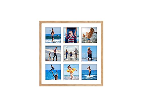 aFFa frames Tisar Bilderrahmen 40x40 cm, holzrahmen photo frame Bilderrahmen Holz, Fotogalerie mit Passepartout, für 9 Fotos 10x10 cm Eiche von aFFa frames