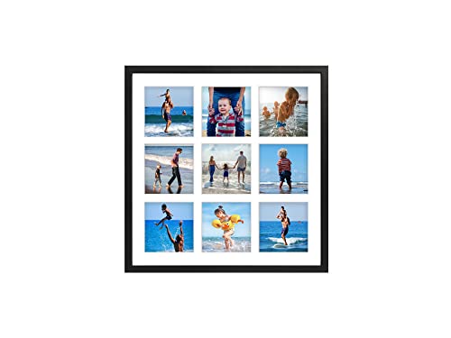 aFFa frames Tisar Bilderrahmen 40x40 cm, holzrahmen photo frame Bilderrahmen Holz, Fotogalerie mit Passepartout, für 9 Fotos 10x10 cm Schwarz von aFFa frames