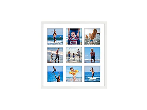 aFFa frames Tisar Bilderrahmen 40x40 cm, holzrahmen photo frame Bilderrahmen Holz, Fotogalerie mit Passepartout, für 9 Fotos 10x10 cm Weiß von aFFa frames