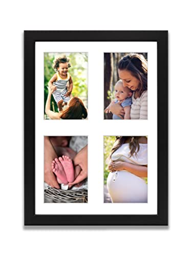 aFFa frames Tisar Bilderrahmen 30x40 cm, holzrahmen photo frame Bilderrahmen Holz, Fotogalerie mit Passepartout, für 4 Fotos 10x15 cm Schwarz von aFFa frames