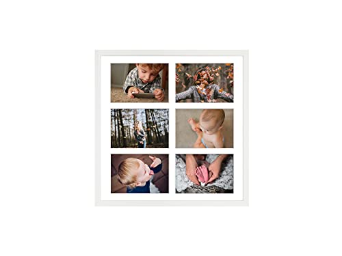 aFFa frames Tisar Bilderrahmen 40x40 cm, holzrahmen photo frame Bilderrahmen Holz, Fotogalerie mit Passepartout, für 6 Fotos 10x15 cm Weiß von aFFa frames