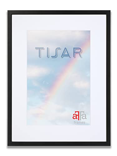 aFFa frames Tisar Bilderrahmen Holz mit Passepartout 30x40 cm Weiß, photo frame, holzrahmen, mit Acrylglasfront, HDF-Rückwand Schwarz bilderrahmen 40x50 cm von aFFa frames