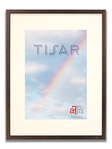 aFFa frames Tisar Bilderrahmen Holz mit Passepartout 40x60 cm Creme, photo frame, holzrahmen, mit Acrylglasfront, HDF-Rückwand Braun bilderrahmen 50x70 cm von aFFa frames