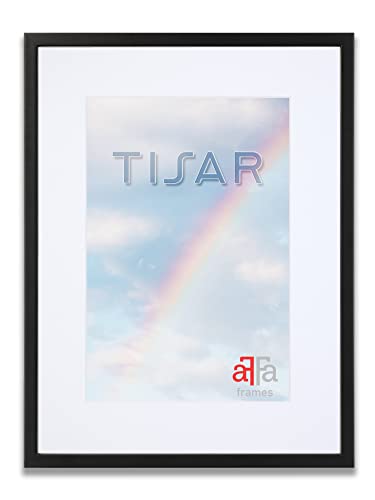 aFFa frames Tisar Bilderrahmen Holz mit Passepartout 15x21 cm Weiß, photo frame, holzrahmen, mit Acrylglasfront, HDF-Rückwand Schwarz bilderrahmen 21x29,7 cm A4 von aFFa frames