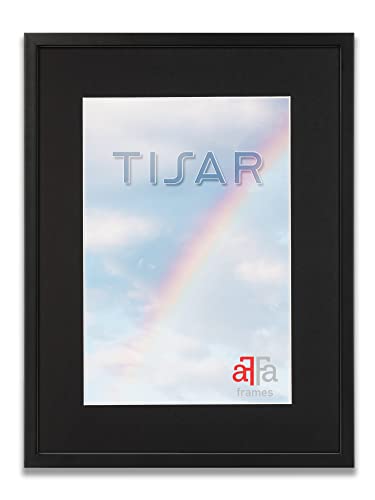 aFFa frames Tisar Bilderrahmen Holz mit Passepartout 21x29,7 cm A4 Schwarz, photo frame, holzrahmen, mit Acrylglasfront, HDF-Rückwand Schwarz bilderrahmen 30x40 cm von aFFa frames